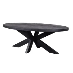Mangohoutonline Mangohouten Salontafel Tulsa Black Ovaal Mahom
