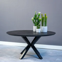 Mangohoutonline Mangohouten Salontafel Vicenza Black 90 cm Mahom