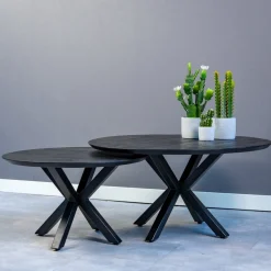 Mangohoutonline Mangohouten Salontafel Vicenza Black 70 cm Mahom