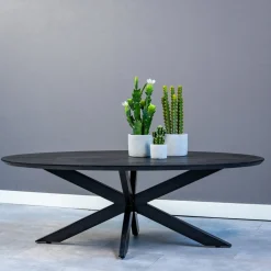 Mangohoutonline Mangohouten Salontafel Vicenza Black Ovaal Mahom