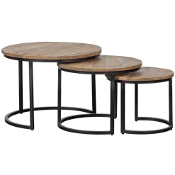 Mangohoutonline Mangohouten Salontafels Charlotte XL Mahom - Set van 3