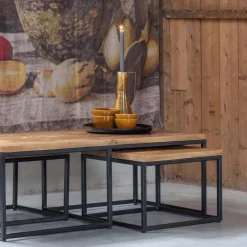 Mangohoutonline Mangohouten Salontafelset Miami met 3 tafeltjes Mahom