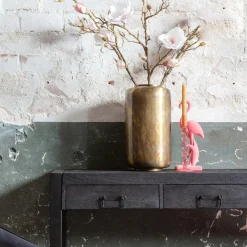 Mangohoutonline Mangohouten Sidetable Britt Black 2 lades 120 cm Mahom