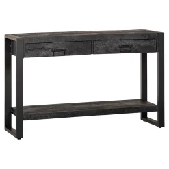 Mangohoutonline Mangohouten Sidetable Britt Black 2 lades 120 cm Mahom