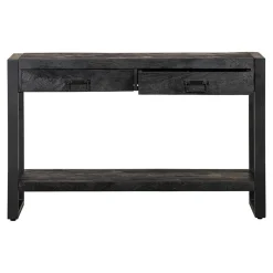 Mangohoutonline Mangohouten Sidetable Britt Black 2 lades 120 cm Mahom