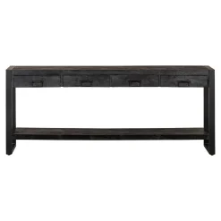 Mangohoutonline Mangohouten Sidetable Britt Black 4 lades 180 cm Mahom