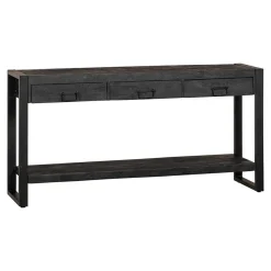 Mangohoutonline Mangohouten Sidetable Britt Black 3 lades 150 cm Mahom