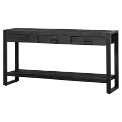Mangohoutonline Mangohouten Sidetable Britt Black 3 lades 150 cm Mahom
