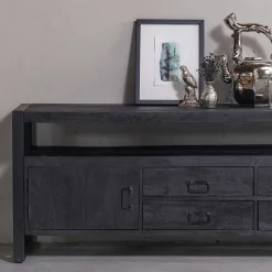 Mangohoutonline Mangohouten TV Meubel Britt Black 220 cm Mahom