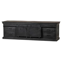 Mangohoutonline Mangohouten TV Meubel Portland Black 200 cm Mahom