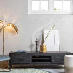 Mangohoutonline Mangohouten TV meubel Stockton Black 180 cm Mahom