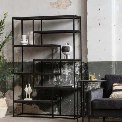 Mangohoutonline Mangohouten Vakkenkast Chicago Black 120 cm Mahom