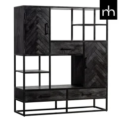 Mangohoutonline Mangohouten Vakkenkast Toronto Black 120 cm Mahom