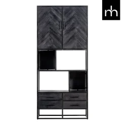 Mangohoutonline Mangohouten Vakkenkast Toronto Black 90 cm Mahom