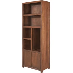 Mangohoutonline Mangohouten Wandkast Phoenix 80 cm Walnoot Mahom (5 open vakken, 2 deuren)