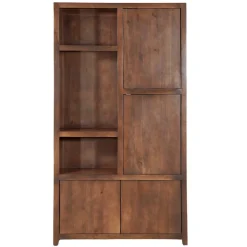 Mangohoutonline Mangohouten Wandkast Phoenix 120 cm Walnoot Mahom (3 open vakken, 4 deuren)