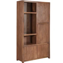 Mangohoutonline Mangohouten Wandkast Phoenix 120 cm Walnoot Mahom (3 open vakken, 4 deuren)