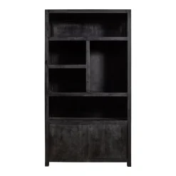 Mangohoutonline Mangohouten Wandkast Phoenix 120 cm Mahom (5 open vakken, 2 deuren)