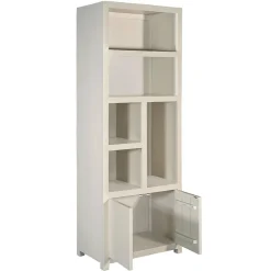 Mangohoutonline Mangohouten Wandkast Phoenix 80 cm Crème Mahom (5 open vakken, 2 deuren)