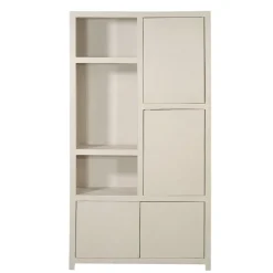 Mangohoutonline Mangohouten Wandkast Phoenix 120 cm Crème Mahom (3 open vakken, 4 deuren)