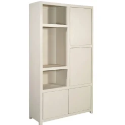 Mangohoutonline Mangohouten Wandkast Phoenix 120 cm Crème Mahom (3 open vakken, 4 deuren)