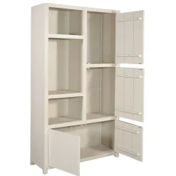 Mangohoutonline Mangohouten Wandkast Phoenix 120 cm Crème Mahom (3 open vakken, 4 deuren)