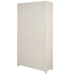 Mangohoutonline Mangohouten Wandkast Phoenix 120 cm Crème Mahom (3 open vakken, 4 deuren)