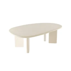 Mangohoutonline Salontafel Organisch Savannah Microcement Paneelpoot 120 cm Beige Mahom