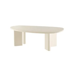 Mangohoutonline Salontafel Organisch Savannah Microcement Paneelpoot 120 cm Beige Mahom