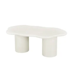 Mangohoutonline Salontafel Organisch Savannah Microcement Cilinderpoot 120 cm Wit Mahom