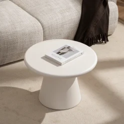 Mangohoutonline Salontafel Rond Savannah Microcement 60 cm Wit Mahom