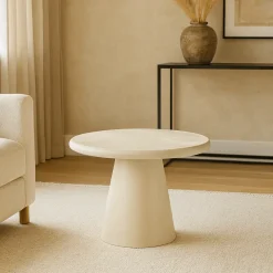 Mangohoutonline Salontafel Rond Savannah Microcement 60 cm Beige Mahom