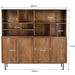Mangohoutonline Wandkast Elan 180 cm