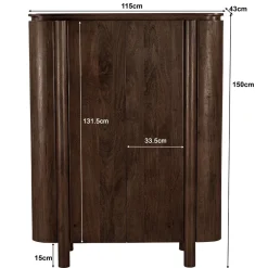 Mangohoutonline Wandkast Salano Brown 150 cm